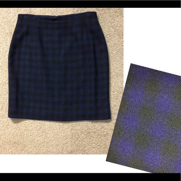 Jones New York Plaid Skirt Sz 16 Cozy soft 92% Worsted Wool Classic Pencil Tweed - Picture 9 of 11